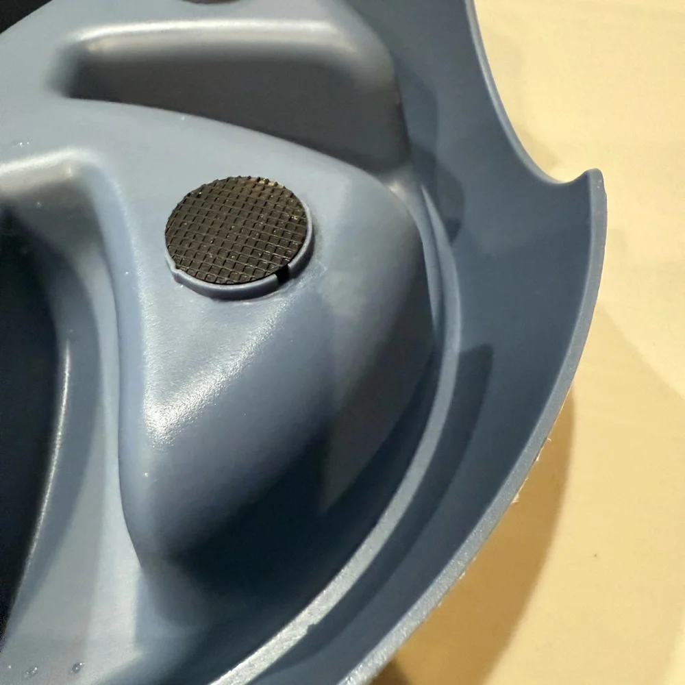 Blue Slow Feeder Dog Bowls (2) skid feet water or food 27” in diameter 2” depth